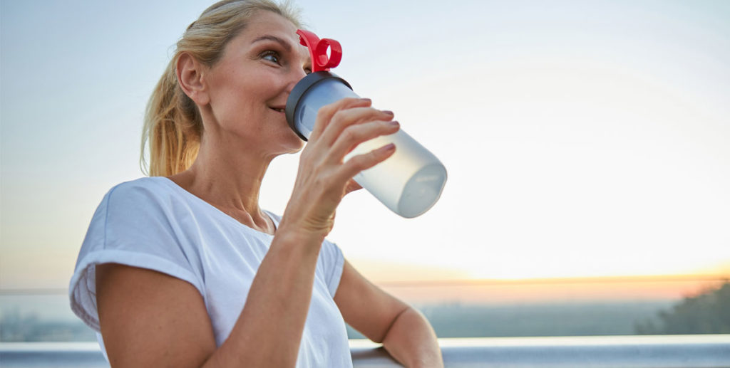 woman drinking water